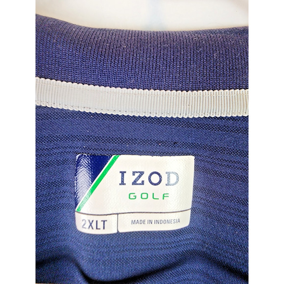 Izod Golf Polo Men’s 2XLT Advantage Striped Short Sleeve Shirt Blue White - Picture 7 of 9